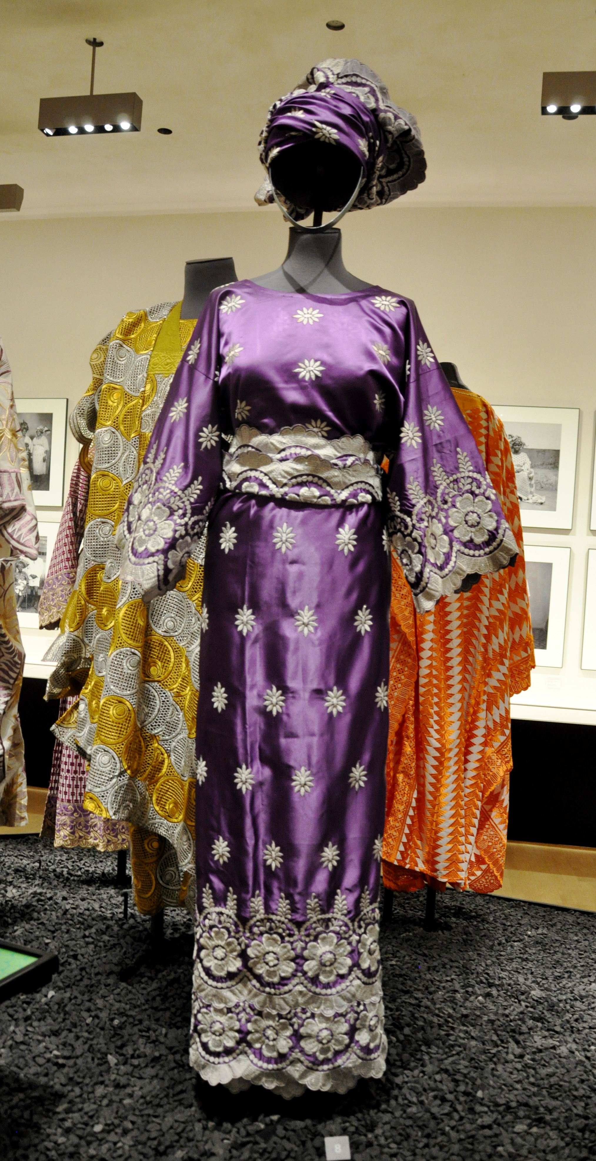 Handcrafted lace fashion display with floral detail